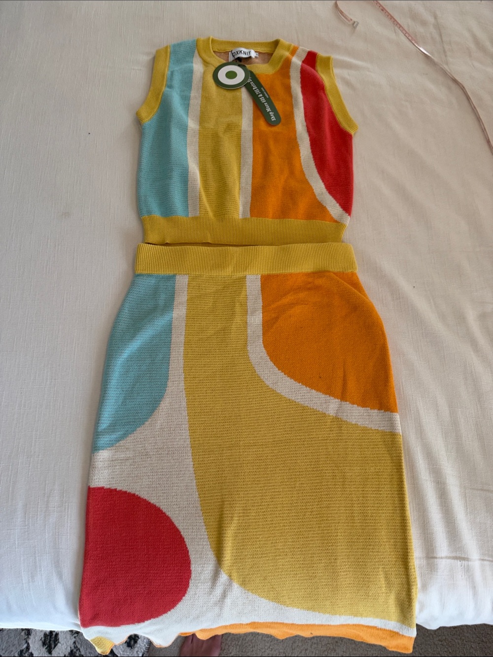 Oxknit sweater skirt set Colorful Geometric Knit Dress - Yellow Multi NWT
